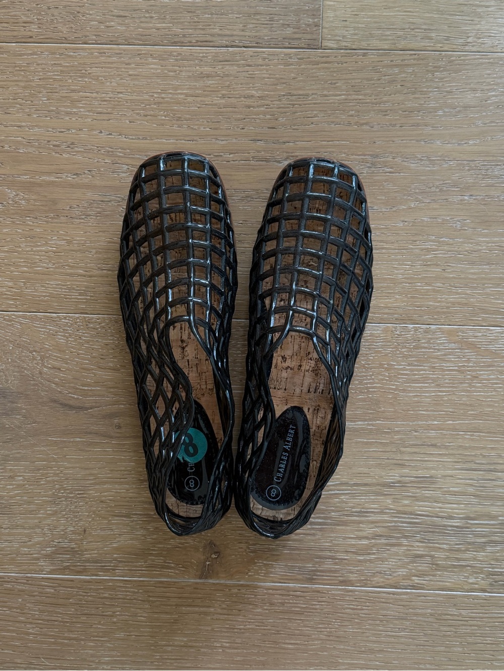 Charles Albert Black Cage Slip-On Flats